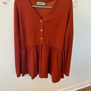 Rust waffle tunic